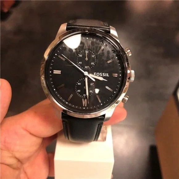 Fossil FS5548 Townsman Chronograph Black Leather Watch